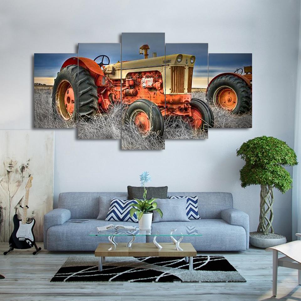 5 piece canvas On Farm Tractor Canvas picture painting decor print poster wall art Living room background decoration Hd canvas painting