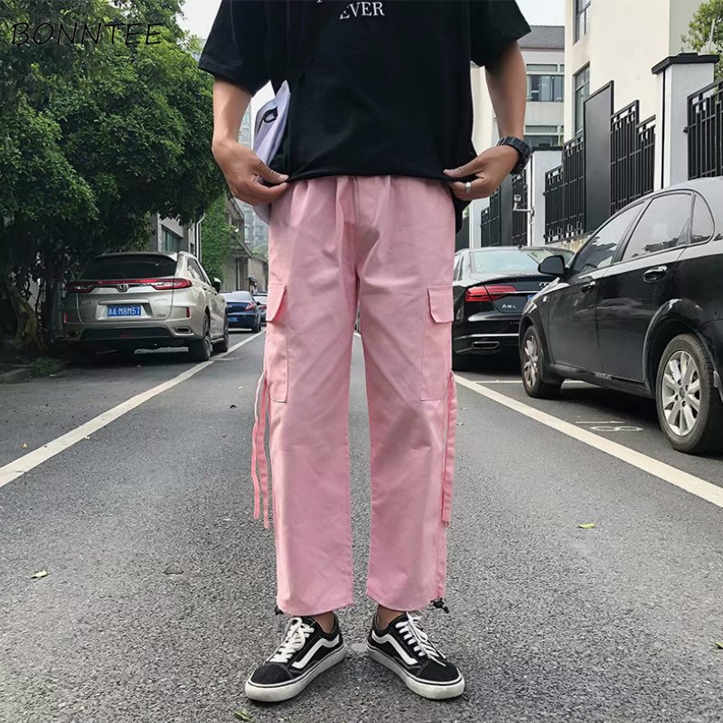 Men Casual Pants Cargo Straight Pants Drawstring Korean Sweatpants Mens All-match Spring Overalls Ribbons Multi Pockets Pink New, Black
Men Casual Pants Cargo Straight Pants Drawstring Korean Sweatpants Mens All-match Spring Overalls Ribbons Multi Pockets Pink New, Black