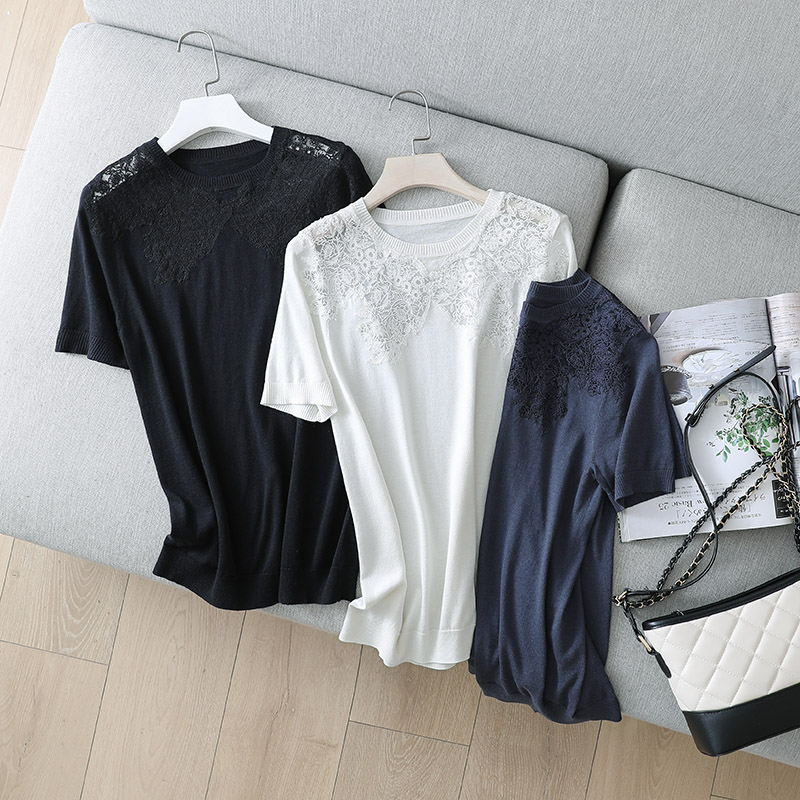 Silk And Cashmere Blend T-Shirt 3 Colors Hollow O-Neck Solid Summer Casual Tops Silk Knit Short Sleeve Pullover Top New Fashion, As picture
Silk And Cashmere Blend T-Shirt 3 Colors Hollow O-Neck Solid Summer Casual Tops Silk Knit Short Sleeve Pullover Top New Fashion, As picture