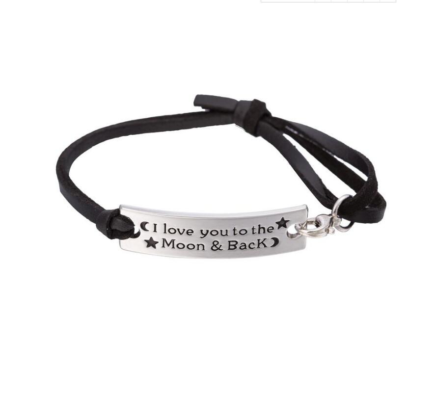GX081 Personalized Design Letters of I Love You To The Moon And Back Charm Leather Bracelet Inspirational Jewelry Gift
GX081 Personalized Design Letters of I Love You To The Moon And Back Charm Leather Bracelet Inspirational Jewelry Gift