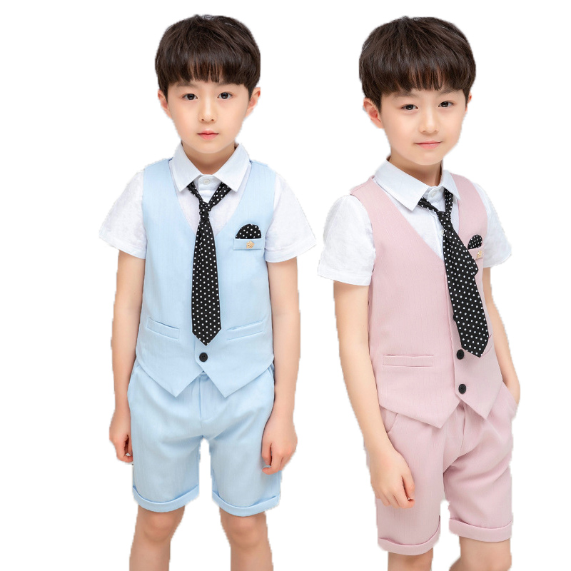 School Kids Birthday Dress Formal Wedding Tuxedo Suits Graduation Costume Gentleman Boys Summer Vest+Shorts+Tie Clothing Set, Pink vest short 2pcs
School Kids Birthday Dress Formal Wedding Tuxedo Suits Graduation Costume Gentleman Boys Summer Vest+Shorts+Tie Clothing Set, Pink vest short 2pcs
