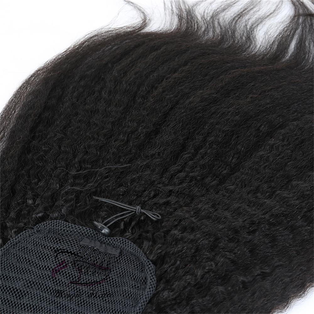 Afro Kinky straight Human Hair Ponytail For Black Women Brazilian Virgin Hair Drawstring Ponytail Hair Extensions 10-20 inch