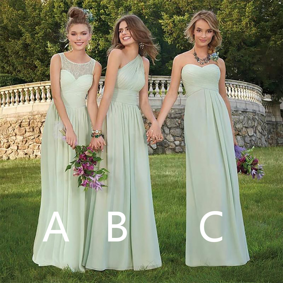 Long Bridesmaid Dresses Elegant Custom Made Ruffles Design Floor Length Chiffon Maid of Honor Dress BD9020