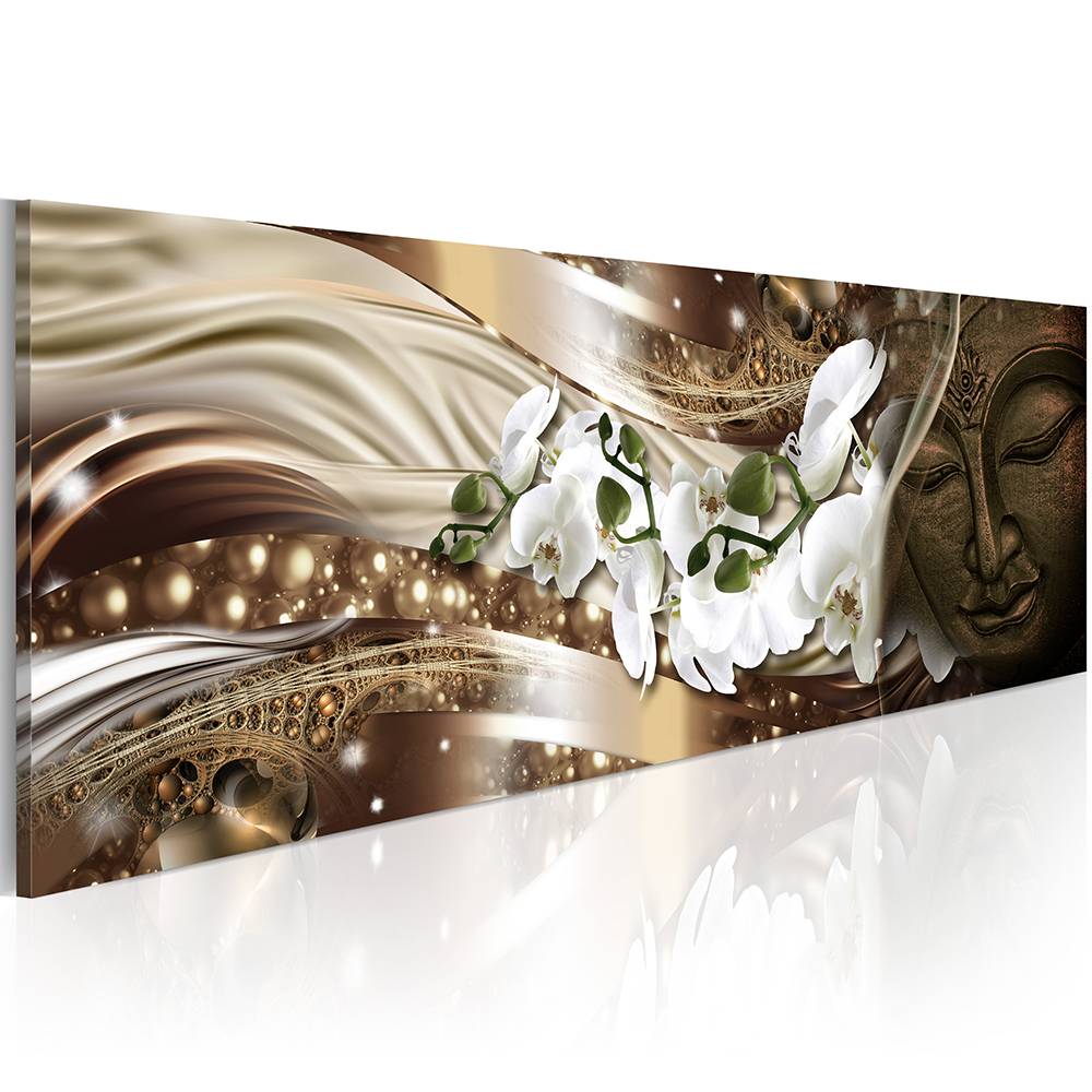 ( No Frame ) Orchid Flower Buddha Canvas Print Modern Abstract Zen Art Painting Home Decoration, Choose Color & Size