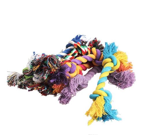 Pets dog Cotton Chews Knot Toys colorful Durable Braided Bone Rope 18CM Funny dog cat Toys