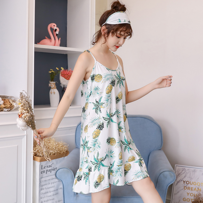 Caiyier 2020 Women Summer Night Dress V-Neck Flower Print Sleepshirts Sling Sleeveless Sexy Lingerie With Eye Mask Girl Homedres, 994
Caiyier 2020 Women Summer Night Dress V-Neck Flower Print Sleepshirts Sling Sleeveless Sexy Lingerie With Eye Mask Girl Homedres, 994