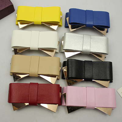1 Pair Fashion Shoe Accessory Black Bow Leather Shoe Clips Charm Decoration For High Heels Loafer 14 Colors