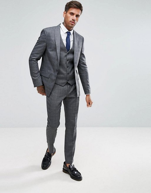 Gray Men Wedding Tuxedos Classic Fit Shawl Lapel Groom Wear One Button Formal Business Blazer (Jacket+Vest+Pants)