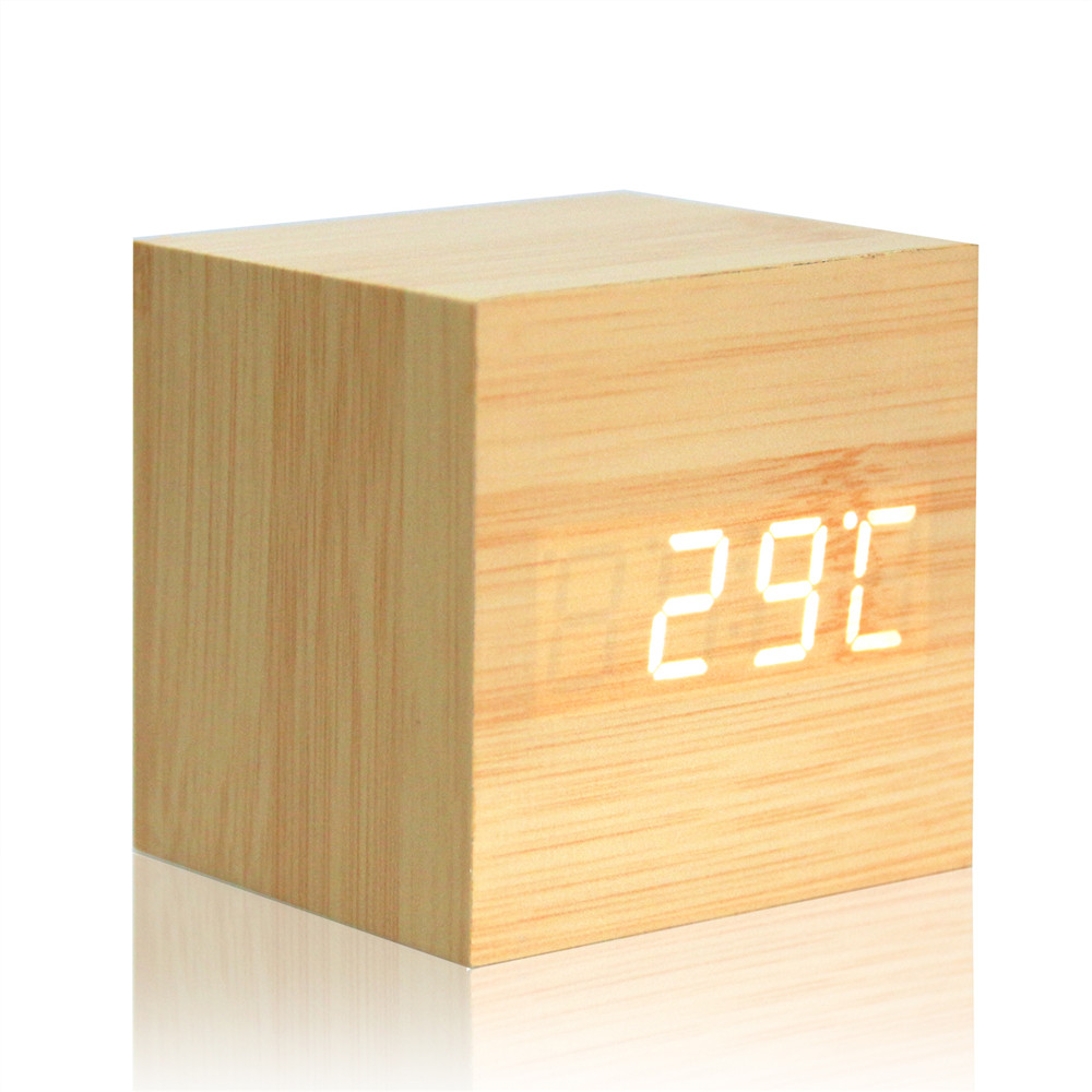 Digital Thermometer Wooden LED Alarm Clock Backlight Voice Control Wood Retro Glow Clock Desktop Table Luminous Alarm Clocks
Digital Thermometer Wooden LED Alarm Clock Backlight Voice Control Wood Retro Glow Clock Desktop Table Luminous Alarm Clocks