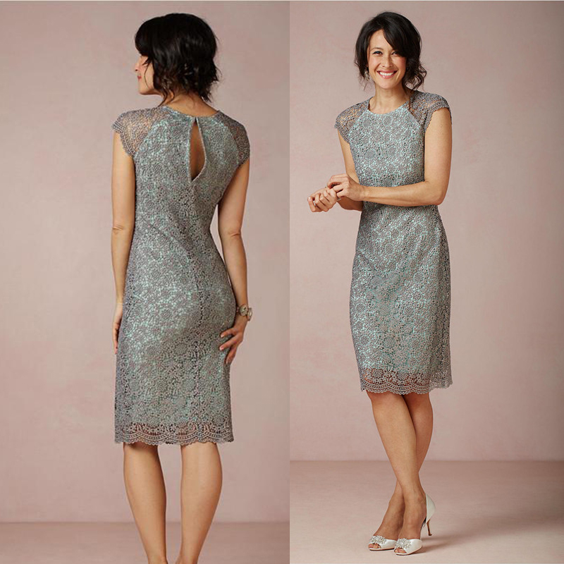 simple and elegant mother of the bride dresses jewel sleeveless kneelength lace mother dress custom made wedding guest gown