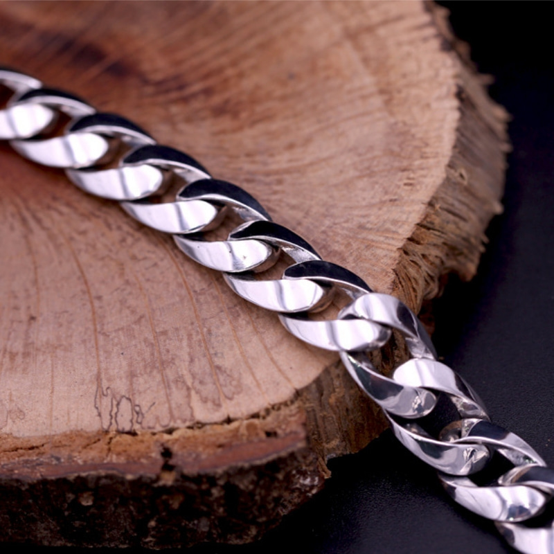 Gothic style 925 sterling silver handmade jewelry American European antique silver thick link chain vintage designer men's bracelets