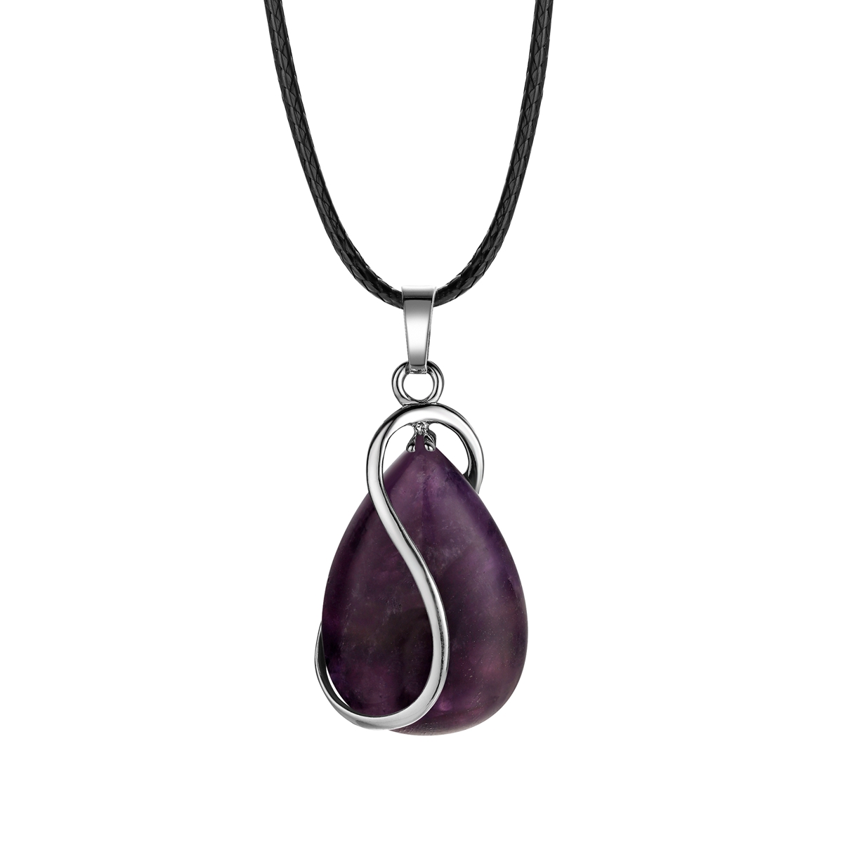 qimoshi Natural stone pendant S-shaped woman necklace stainless steel healing energy sweater chain Christmas gift 12pcs