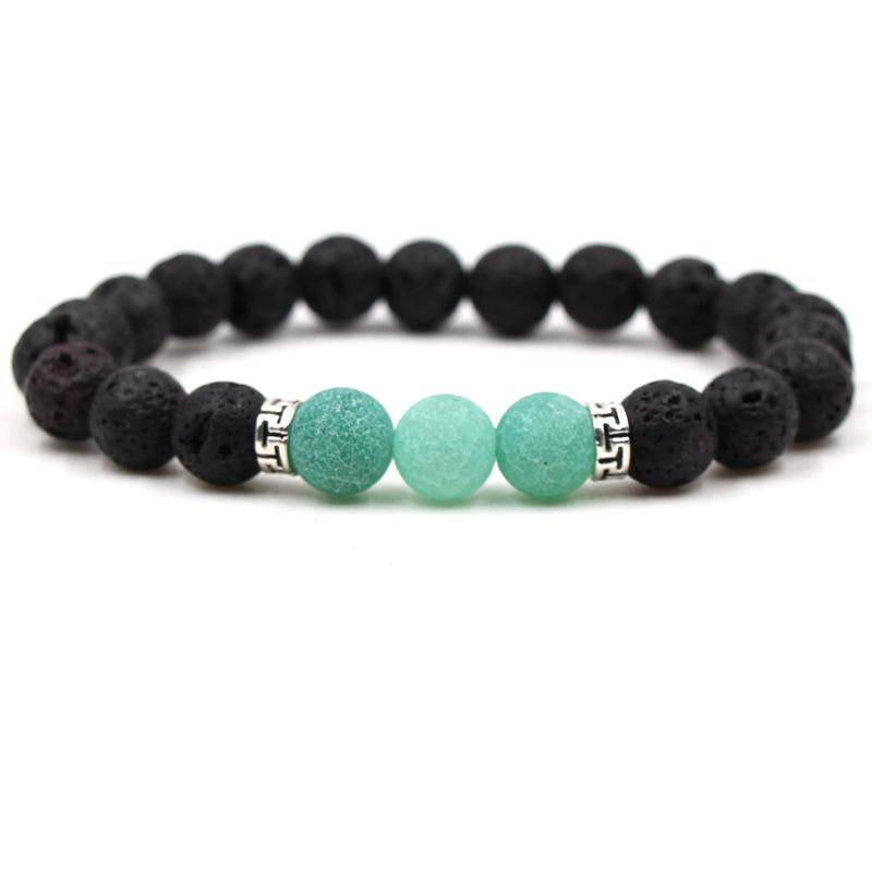 7 Style Black Lava Stone Volcanic Stone Weathered Agate Stone Colorful Chakra Yoga Bracelets Stretch Bracelets