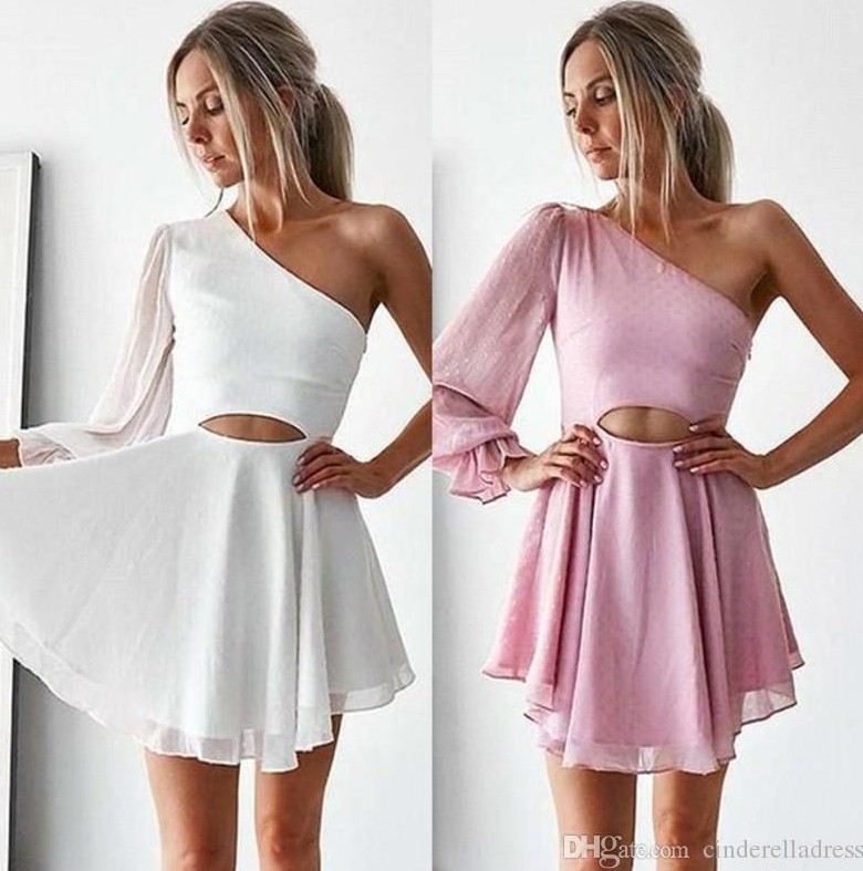 2020 Cheap Hollow Out Little White Homecoming Dresses One SHoulder A Line Chiffon Long Sleeve Cocktail Gowns Plus Size Prom Dress BM0985, Sage
2020 Cheap Hollow Out Little White Homecoming Dresses One SHoulder A Line Chiffon Long Sleeve Cocktail Gowns Plus Size Prom Dress BM0985, Sage