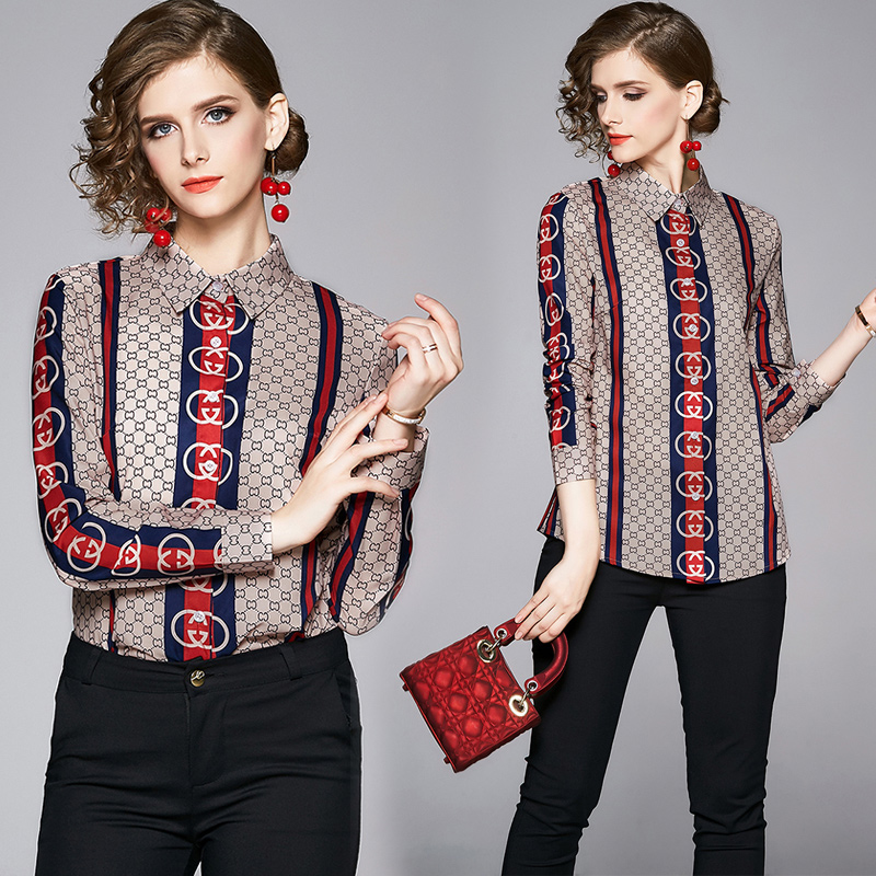 Designer Shirt Button Long Sleeves Women Luxury Print 2020 Spring Fall Runway OL Ladies Casual Office Blouses Lapel Neck Slim Tops, Customize
Designer Shirt Button Long Sleeves Women Luxury Print 2020 Spring Fall Runway OL Ladies Casual Office Blouses Lapel Neck Slim Tops, Customize