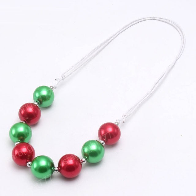 handmade girls chunky beaded necklace christmas style bubblegum kids rope chain necklace adjustable for child jewelry