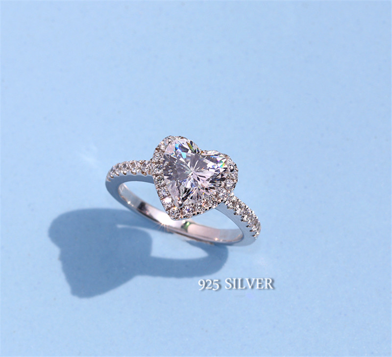 Lovers Heart Shape ring 1ct Diamond 925 Sterling silver Promise Engagement wedding band ring for women men Jewelry