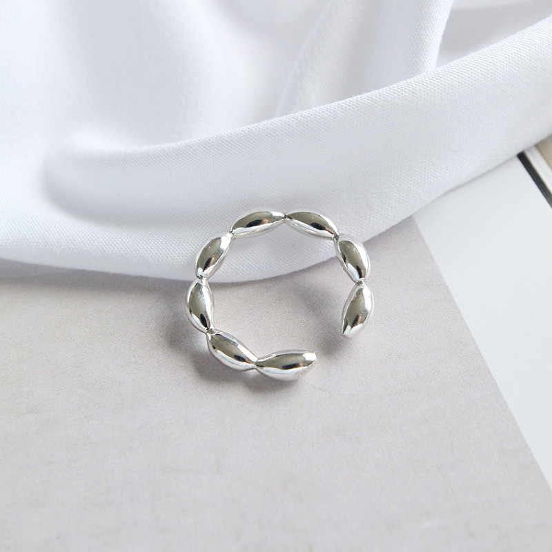 New Simple Open Rings For Women Fashion Wedding Band Authentic 925 Sterling Silver Multi Oval Beads Statement Ring