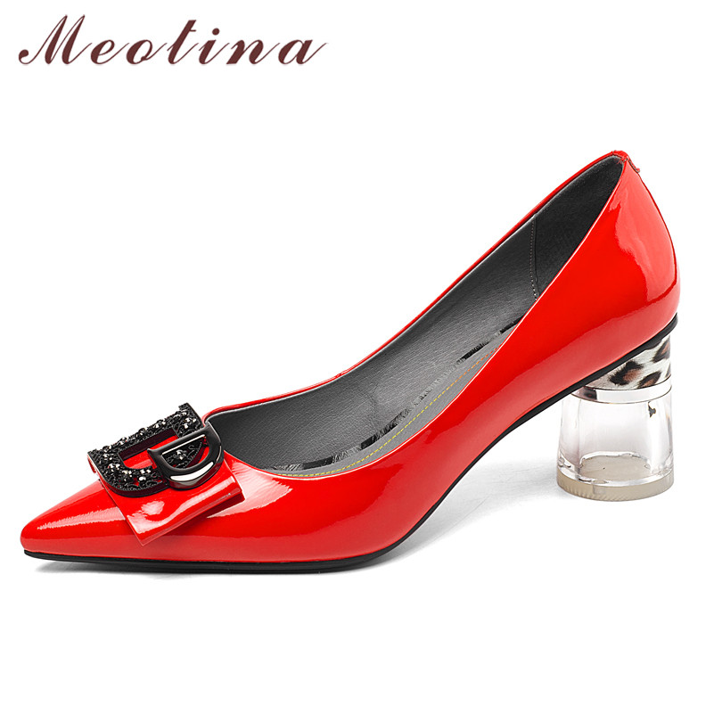 Meotina Women Pumps High Heels Natural Genuine Leather Round High Heel Shoes Transparent Pointed Toe Red Bridal Shoes Lady 34-39, Black
Meotina Women Pumps High Heels Natural Genuine Leather Round High Heel Shoes Transparent Pointed Toe Red Bridal Shoes Lady 34-39, Black