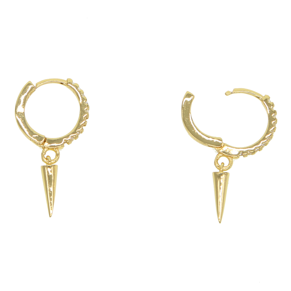 gold plated spike charm revit dangle charm earring cz circle hoop with drop fashion simple jewelry for women