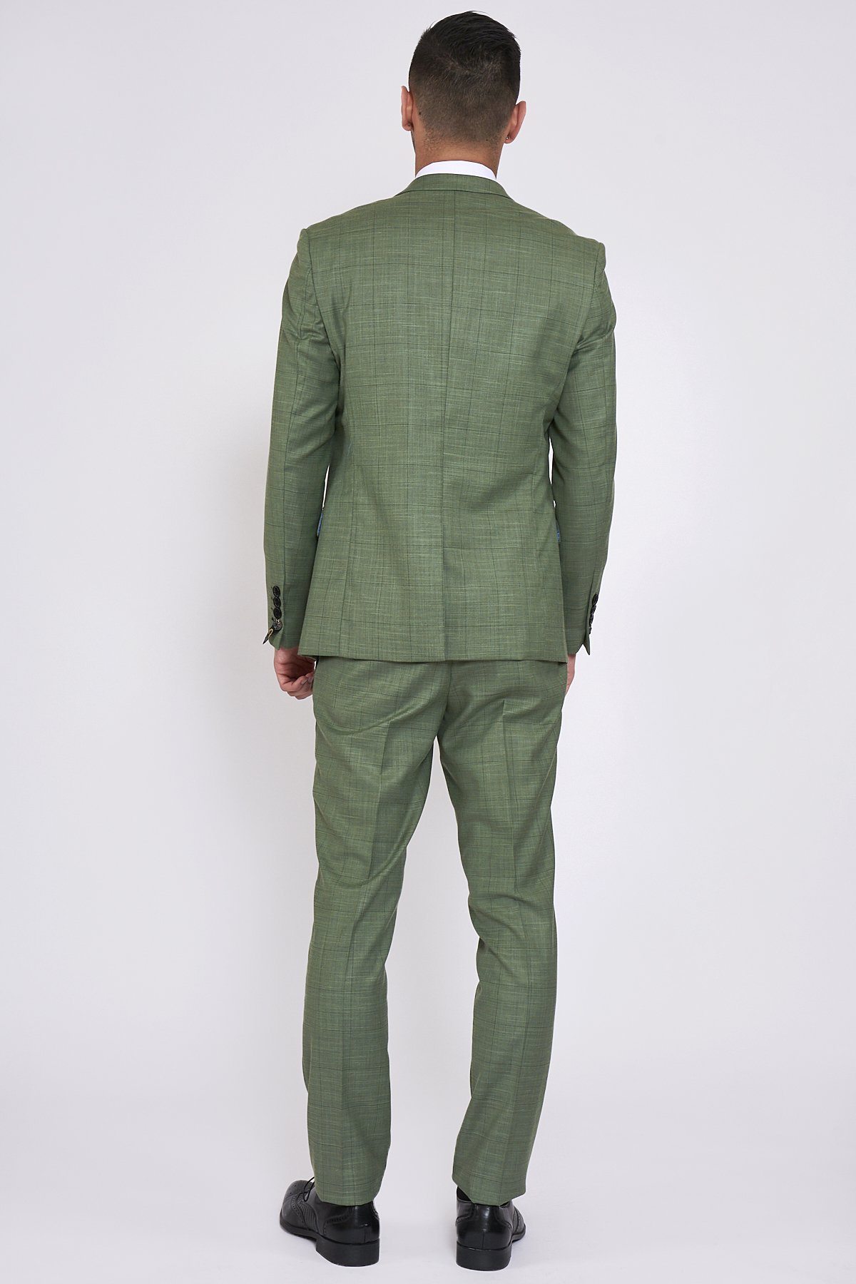 Olive Green Plaid Mens Suits for Groom Tuxedos 2019 Notched Lapel Slim Fit Blazer Three Piece Jacket Pants Man Tailor Made Clothing