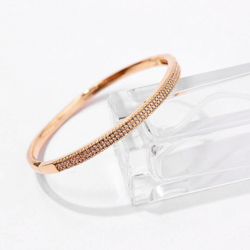hot copper goldplated jewelry exquisite fashion inlaid with diamond threecolor pin smooth buckle bracelet