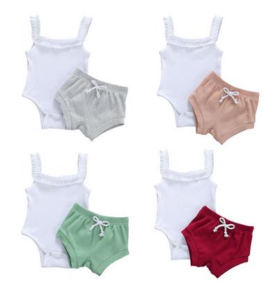 2020 Cute Baby Girls Ribbed-knitted Clothes Sets Newborn Baby Girl Summer Sleeveless Romper Top+Drawstrings Shorts Suits 0-24M
2020 Cute Baby Girls Ribbed-knitted Clothes Sets Newborn Baby Girl Summer Sleeveless Romper Top+Drawstrings Shorts Suits 0-24M