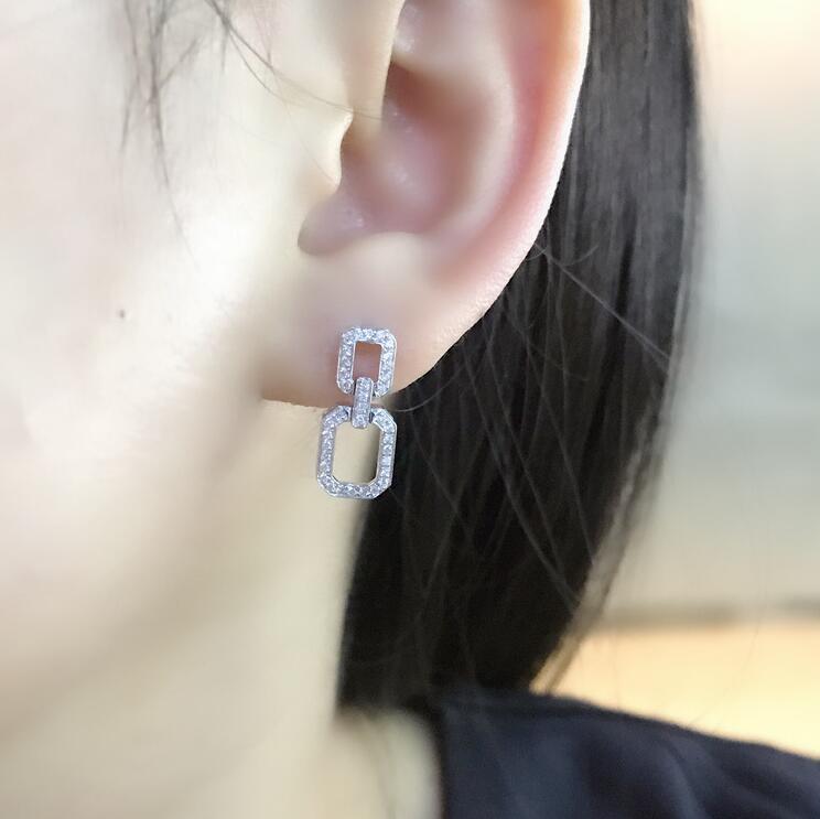 Sterg Sier Dangle Earrings for Women, White Cubic Zirconia wer Charm, South American Style, Gift