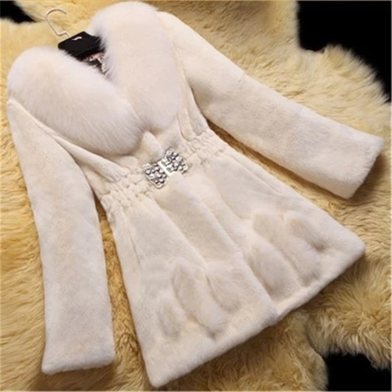 6XL Plus size winter Faux fur jacket women Korean Artificial fur collar Warm coat jacket High-end fashion long coats AS928