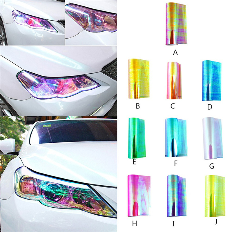 Stylish Car Light Films - Durable 30x60cm Vehicle Lighting Enhancers for Headlights, Taillights & Fog Lights