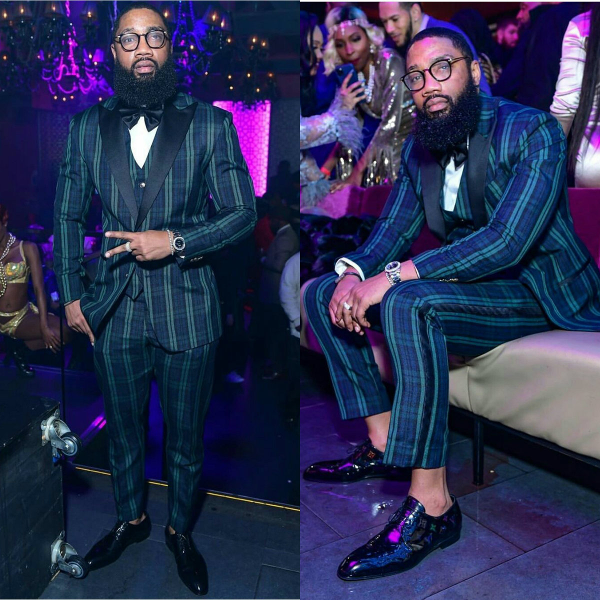 New Green Plaid Men Suits Wedding Suits Slim Fit 3 Pieces Groom Tuxedos Best Mens Prom Suits (Jacket+Pants+Vest) Custom Made