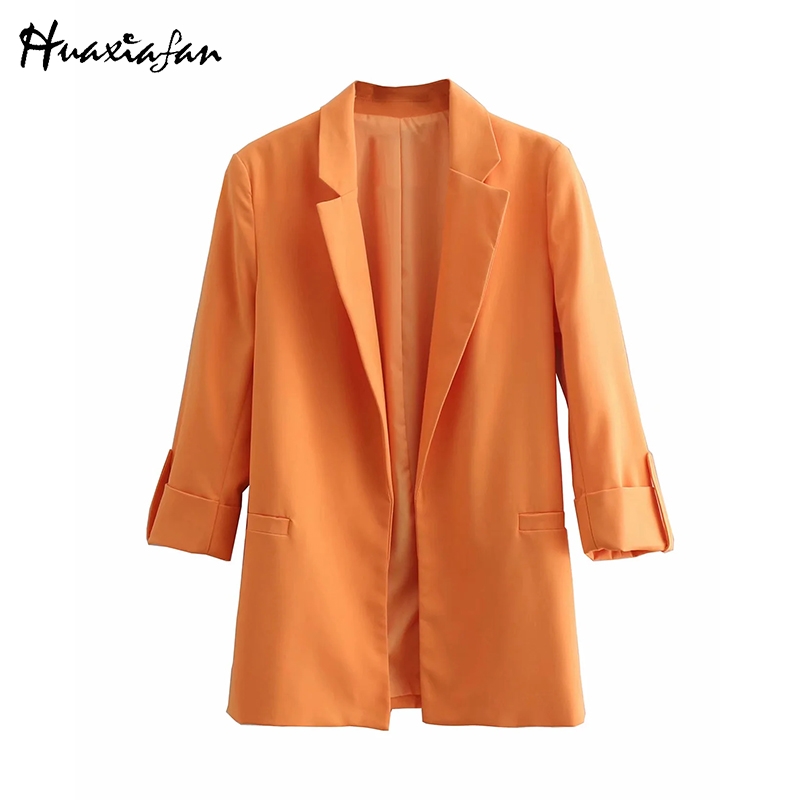 Huaxiafan Fashion new women orange blazer coat pockets buttons three quarter sleeve coat female korea chic outerwear jacket tops
Huaxiafan Fashion new women orange blazer coat pockets buttons three quarter sleeve coat female korea chic outerwear jacket tops