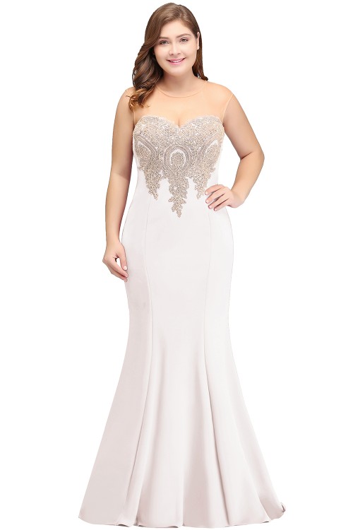 Plus Size Mermaid Evening Dress Gold Appliques Long Formal Women Party Prom Gowns Robe De Soiree Longue CPS262