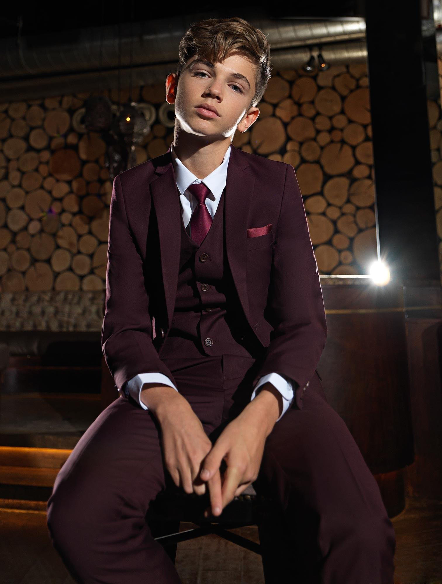 Dark Red Boys Tuxedo Boys Dinner Suits Boys Formal Suits Tuxedo for Kids Tuxedo Formal Occasion Suits For Little Men Three Pieces