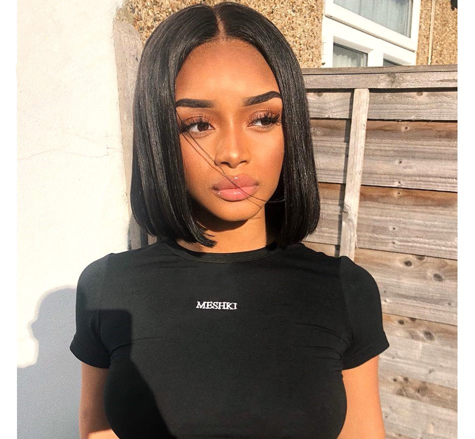 Short Bob Human Hair Lace Front Wig Brazilian Virgin Glueless Silky Straight Hair Wigs with Baby Hair for Black Women 130%