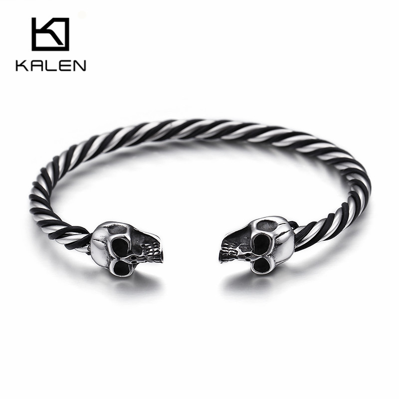Punk Skull Bangles For Men Stainless Steel Double Skull Heads & Bangle Gothic Twist Wristband Biker Jewelry
Punk Skull Bangles For Men Stainless Steel Double Skull Heads & Bangle Gothic Twist Wristband Biker Jewelry