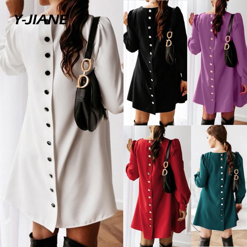 Ladies Colorful Solid Dress Long Sleeve Autumn Summer Button Dress Spring Loose 2020 Fashion Casual Female Vestidos#G3, Black
Ladies Colorful Solid Dress Long Sleeve Autumn Summer Button Dress Spring Loose 2020 Fashion Casual Female Vestidos#G3, Black