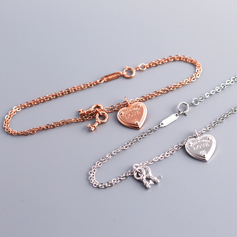 Link, Chain DOYUBO Classical Women's Pure Silver Heart Charm Bracelet Engrave Love & Rose Gold Color Bangle Fine Jewelry VD072
Link, Chain DOYUBO Classical Women's Pure Silver Heart Charm Bracelet Engrave Love & Rose Gold Color Bangle Fine Jewelry VD072