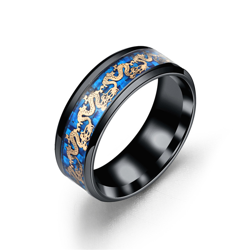 European and American new gold and silver dragon double dragon rings