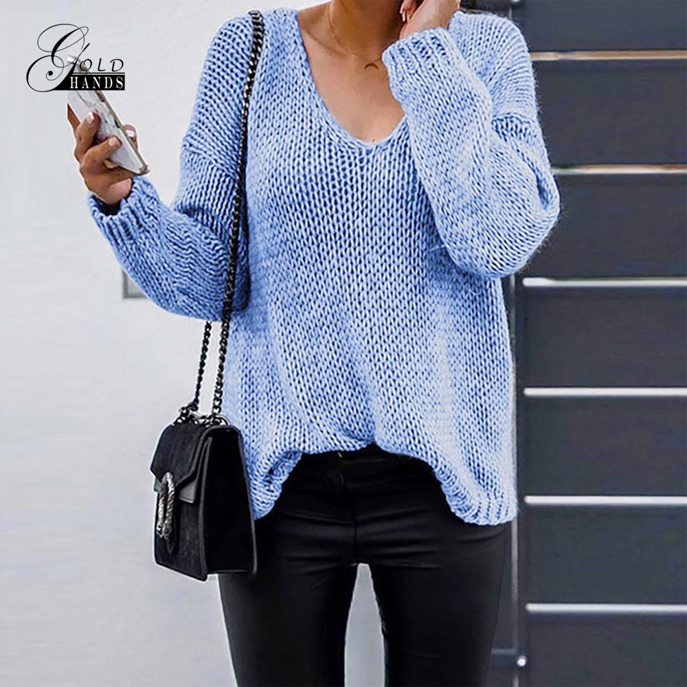 Gold Hands Women Sweater Fashion Sexy V-Neck Pullovers Knitted 2019 Autumn Winter Clothing Loose Pullover Jumper Pull sweaters, Blue
Gold Hands Women Sweater Fashion Sexy V-Neck Pullovers Knitted 2019 Autumn Winter Clothing Loose Pullover Jumper Pull sweaters, Blue