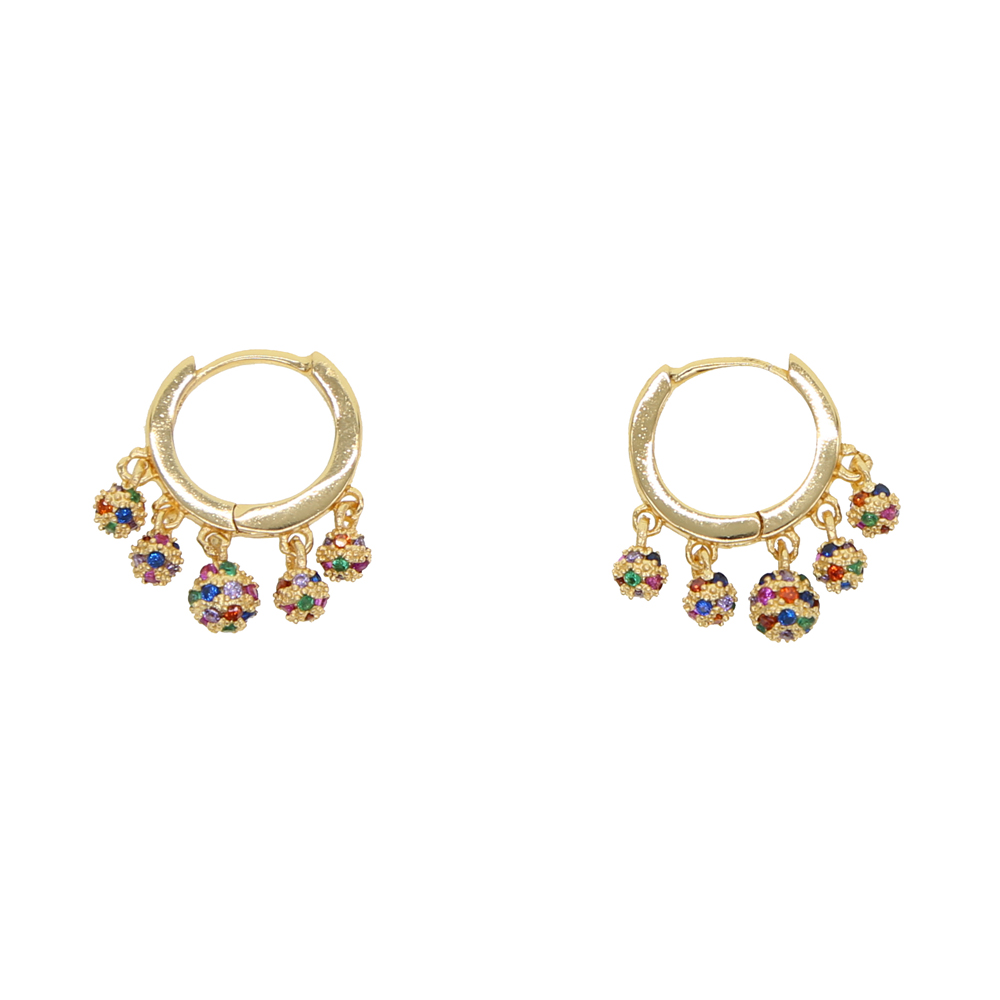 colorful disco ball charm elegance 2019 new women jewelry Small hoops floating ball charms trendy earring Gold