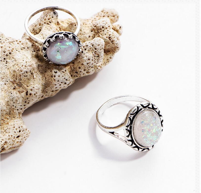 40pcs Lot mixed ring Fashion Jewelry assorted Imitation Opal Alloy metal Rings jewelry For Woman Man