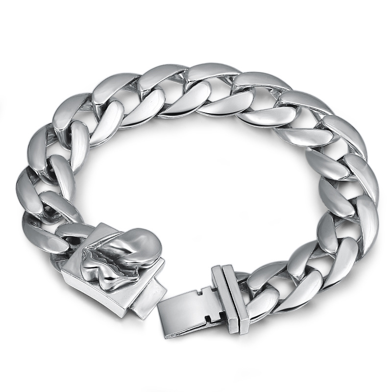 Gothic new 925 sterling silver handmade jewelry American European vintage antique silver big mouth tongue smooth link chain men's bracelets