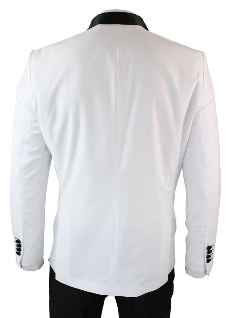 Simple Design Color Black White Wedding Groomsmen Suits With Shawl Lapel One Button Business Custom Made Back Vent Men Suits (Jacket+Pant)