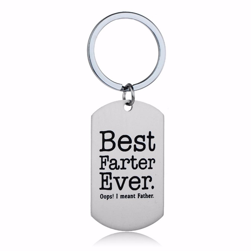 12pcs/Lot Best Farter Ever Oops I Mean Father Dad Mother Keychain Stainless Steel Keyring Heart Family Jewelry Daddy Key Chain Fathers Gifts