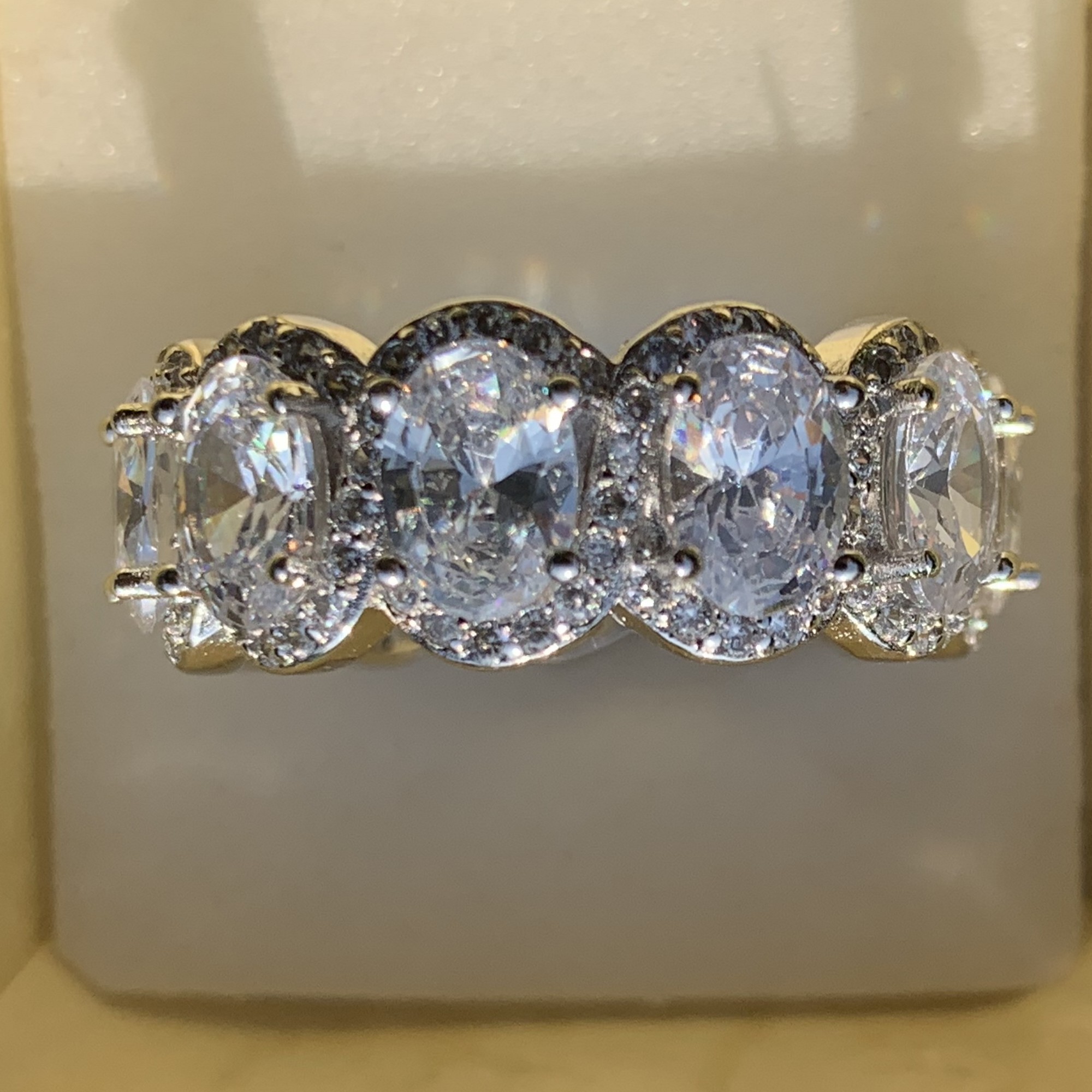 Size 5-11 New Arrival Luxury Jewelry 925 Sterling Silver Oval Cut White Topaz Promise Rings CZ Diamond Women Wedding Band Ring for Women