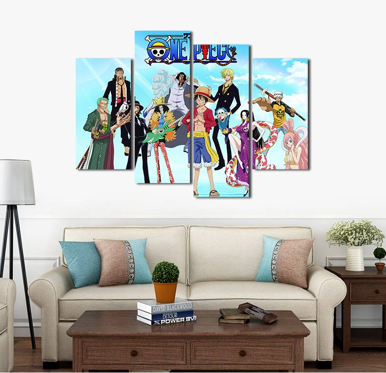 4pcs/set Unframed Onepiece Great Figures Anime Poster Print On Canvas Wall Art Picture For Home and Living Room Decor