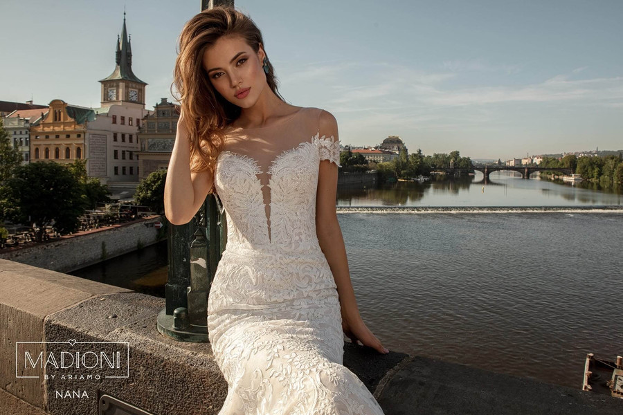 Sexy Mermaid Wedding Dresses Boho Sweep Train Sheer Jewel Neck Lace Applique Beach Wedding Dress 2020 Trumpet Robes De Mariée