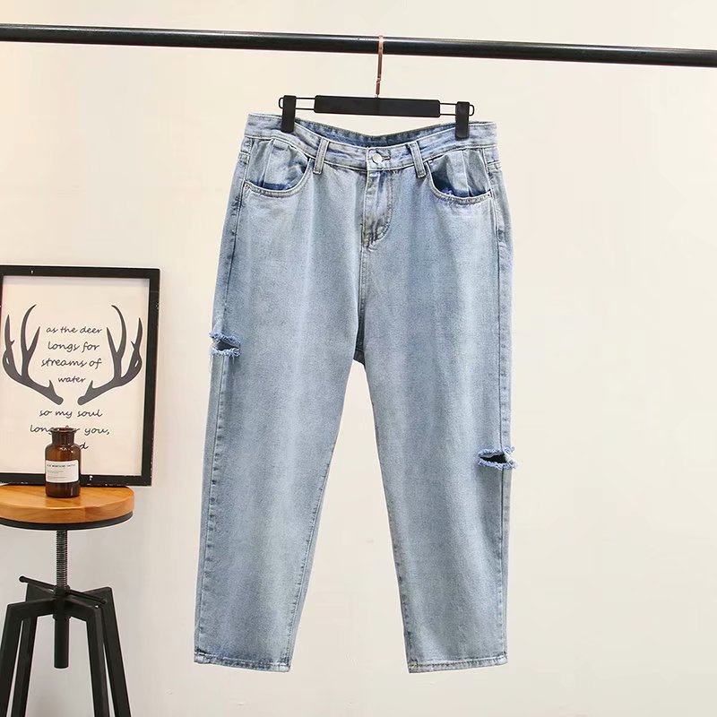 Plus Size Casual Jeans 2019 Autumn Women Fashion Loose Cut hole denim Ankle-Length Pants T55-1873, Blue
Plus Size Casual Jeans 2019 Autumn Women Fashion Loose Cut hole denim Ankle-Length Pants T55-1873, Blue