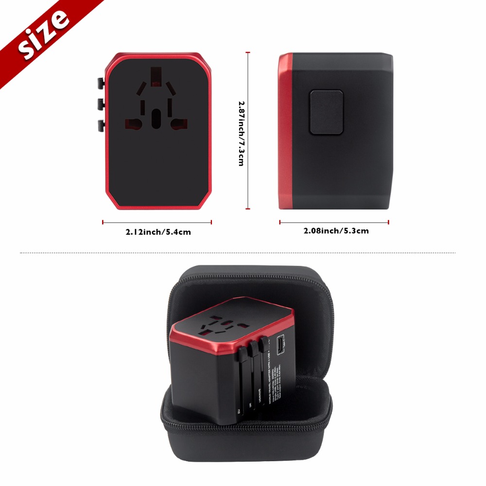 USB Type C Travel Power Plug Adapter 5 USB Ports 4 USB Type A 1Type C Wall Charger for Type I C G A Outlets EU Euro US UK
